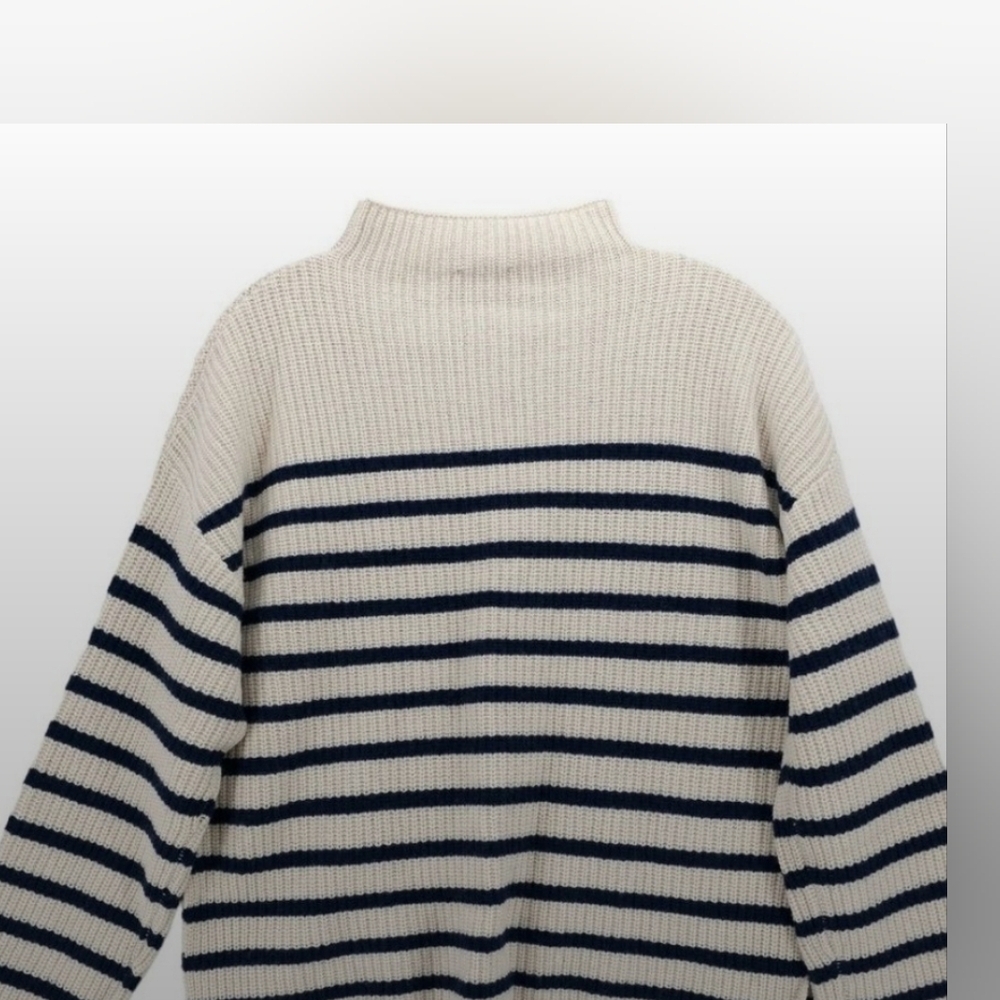 Rails Cream And Black Striped Turtleneck Sweater - image 2